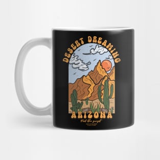 Vintage Feel Sunset Mountain Cactus Desert Dreaming Arizona Mug